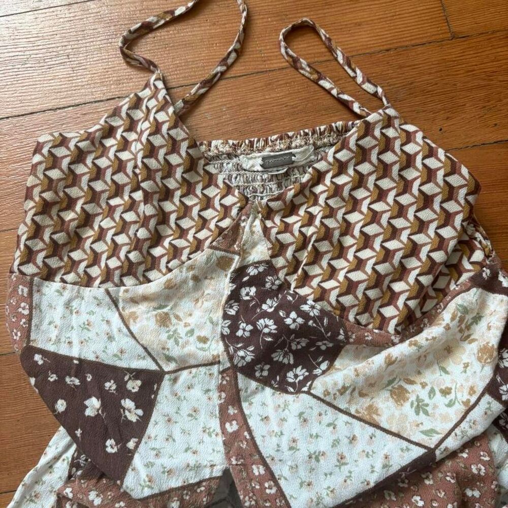 Gimmick y2k boho brown and beige patchwork maxi over dress